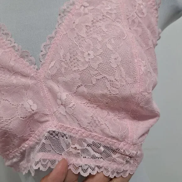 Savage X Fenty Floral Lace Bralette Racerback Pink/ Black Bra 1X NWT - Picture 13 of 17